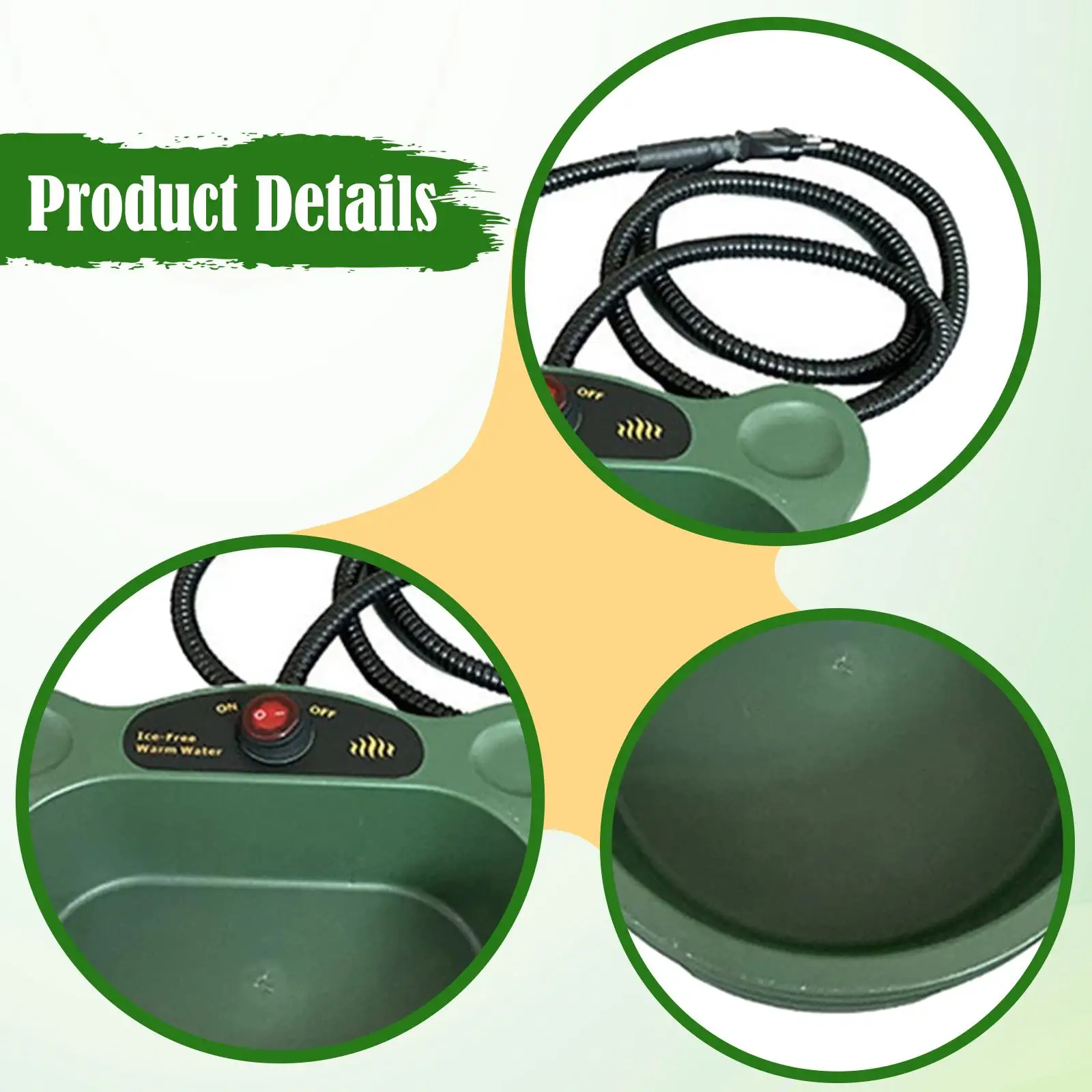 Cuenco de agua con calefacción para perros y gatos, cordón antimascarar, plato térmico multifuncional, bebedero calefactor, cuenco para perros con calefacción para pollo y ardilla - imagen 5