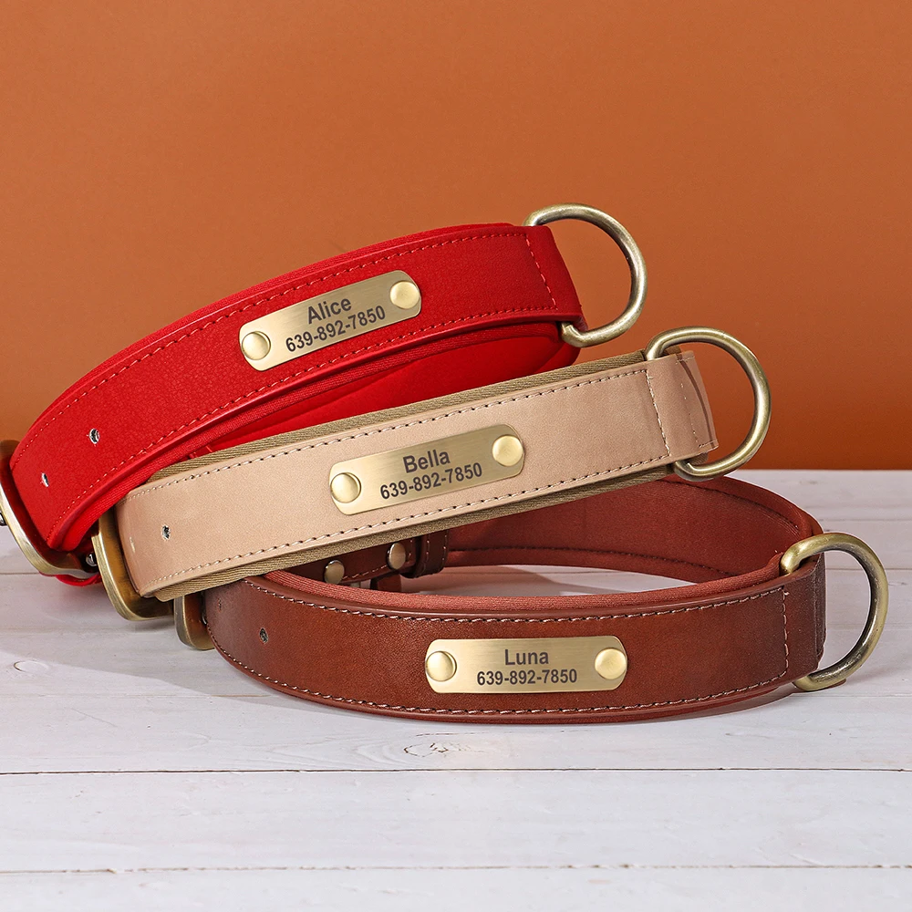 Collar de perro personalizado, collares acolchados suaves para perros, etiqueta de identificación antipérdida para perros pequeños, medianos y grandes, Pitbull Bulldog Beagle Perro