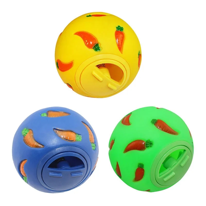 1 Uds. Bola de golosina para conejos, alimentador lento para mascotas, juguete interactivo para conejitos, pelota de juguete para aperitivos, juguetes de alimentación resistentes a mordeduras, hurón, gatito, hámster - imagen 4