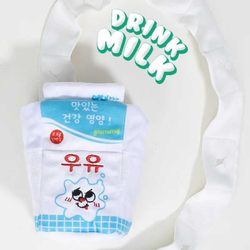 Juguete de peluche de leche para perros Ins, papel higiénico de simulación, juguete para mascotas, traje para recoger caca, juguete para perros, gato, comida oculta, chirrido, suministros interactivos - imagen 3