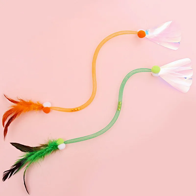 Juguete para gatos, palo de plumas, juguetes para gatos, red elástica interactiva, juguetes para gatos, juguete para gatos con plumas autohi, suministros para mascotas - imagen 2