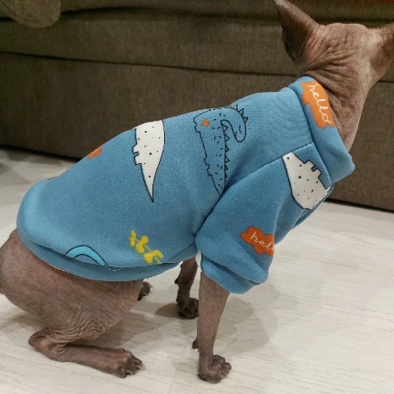 Ropa con estampado bonito para gatos, traje de lana cálida para primavera y otoño, jersey para gatos, Kedi, suéter suave para gatitos, ropa Sphynx - imagen 4