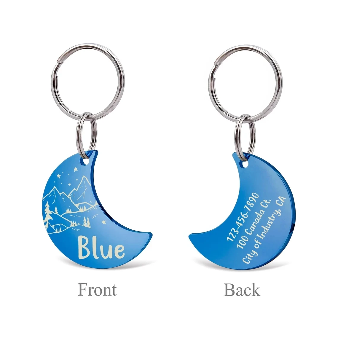 Etiqueta de identificación de perro y gato personalizada gratis, placas de Collar antipérdida para mascotas, accesorios, placa con nombre de Luna de colores grabables, dijes colgantes - imagen 3