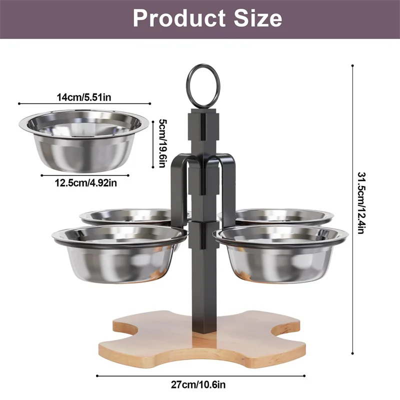 Cuencos elevados para perros y gatos, cuenco para perros elevado de 4 alturas, 4 cuencos para perros elevados, estación de alimentación para mascotas de 4 caras para pequeños, medianos y grandes - imagen 5