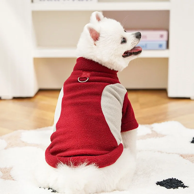 Sudadera de Color contratado para cachorros pequeños y medianos, camisa inferior de Chihuahua de otoño, monos para Gato, ropa de lana transpirable para perros - imagen 2