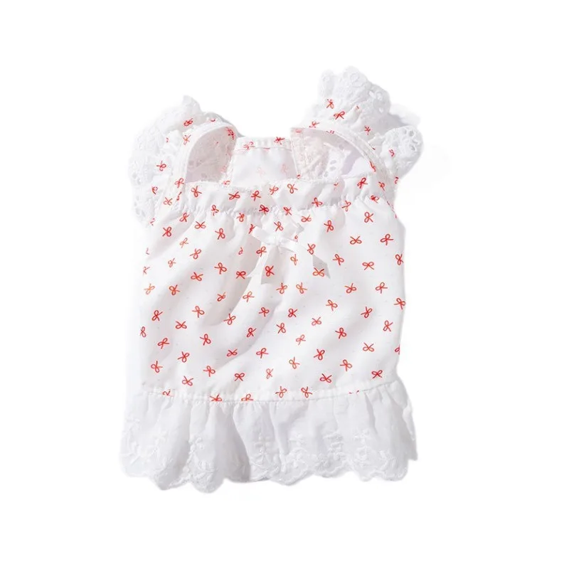 Vestido de encaje de princesa para mascotas, ropa para perros, novedad de verano, vestido para cachorros, falda con tirantes de peluche Yorkshire, chaleco a rayas a la moda para mascotas, Sarees - imagen 5