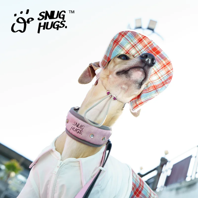Sombrero de perro de moda verano galgo Whipbit sombrero de protección solar UPF50 + sombrero de enfriamiento ajustable a cuadros y cuello a cuadros - imagen 2
