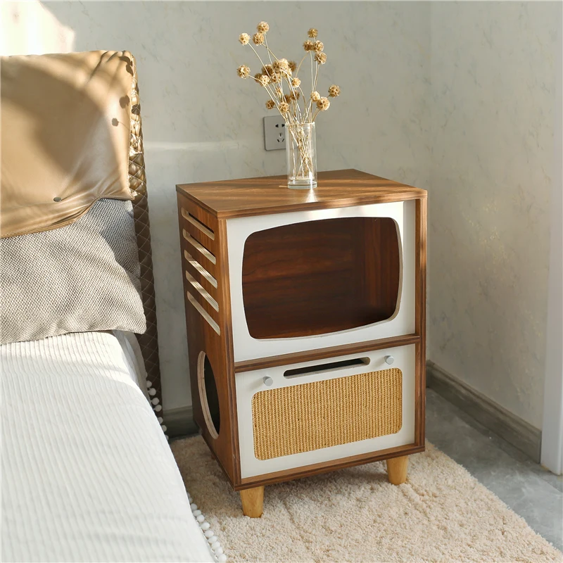 Camas de madera maciza para gatos, muebles creativos para gatos, casa de cama para mascotas, gatos, casas para el hogar, suministros para mascotas, camas ocultas, casas para habitaciones de túnel - imagen 2