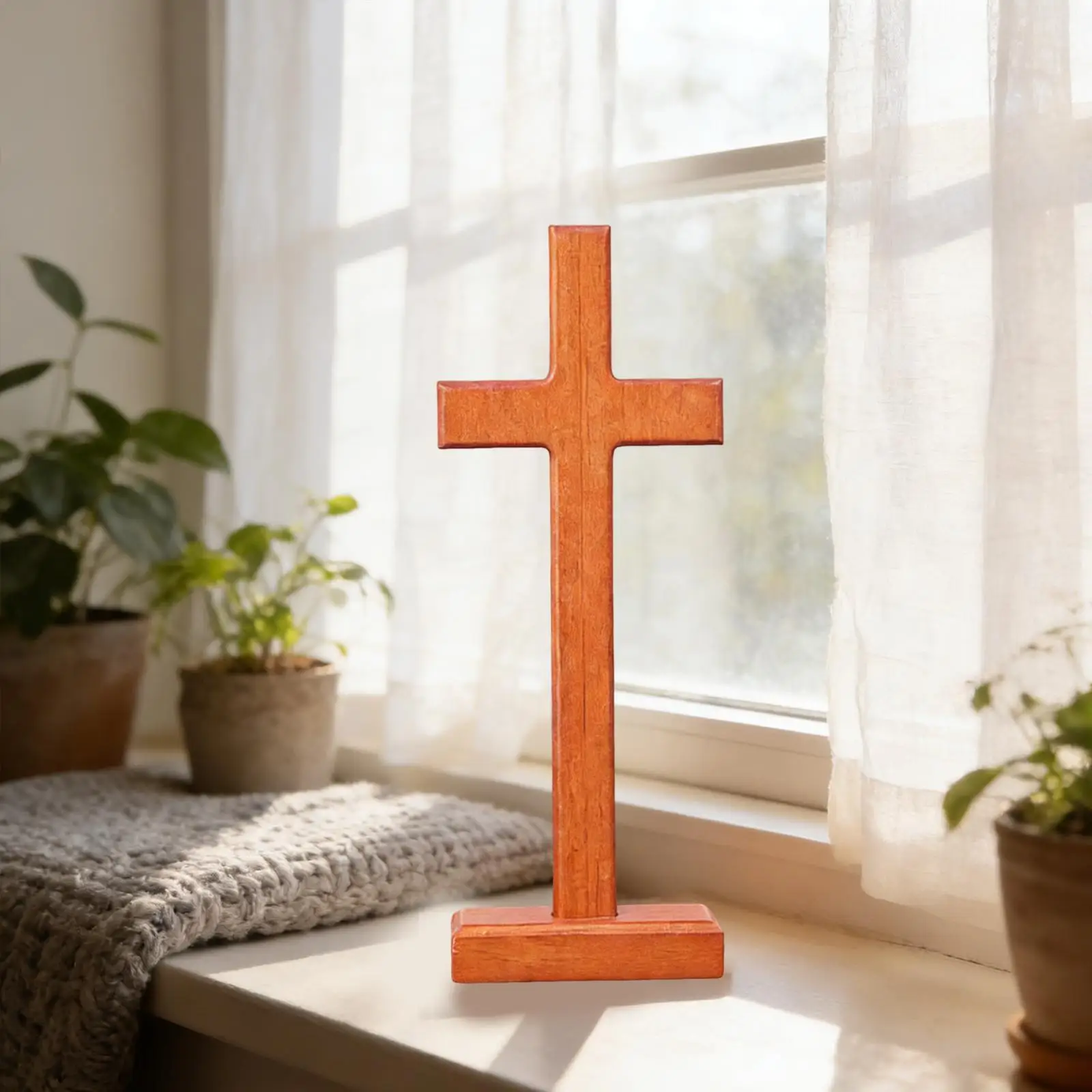 Cruz madera doble cara escultura cristiana decoración perros gatos - imagen 3