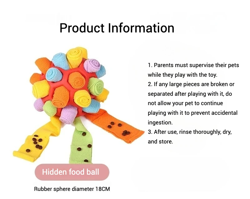Bola de snuffle de goma multifuncional para perros, juguete oculto de goma suave y duradero para buscar la ansiedad y el cuidado Dental - imagen 5