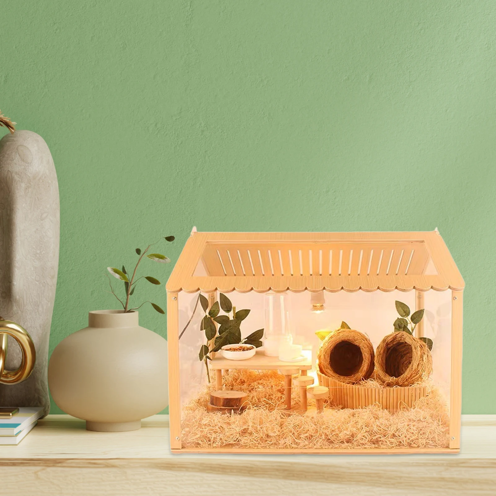 Casa de hámster de madera, juguete de ejercicio, animales pequeños, decoraciones de hábitat anidado, Villa anidada para gerbos, conejillo de indias, suministros para mascotas - imagen 4