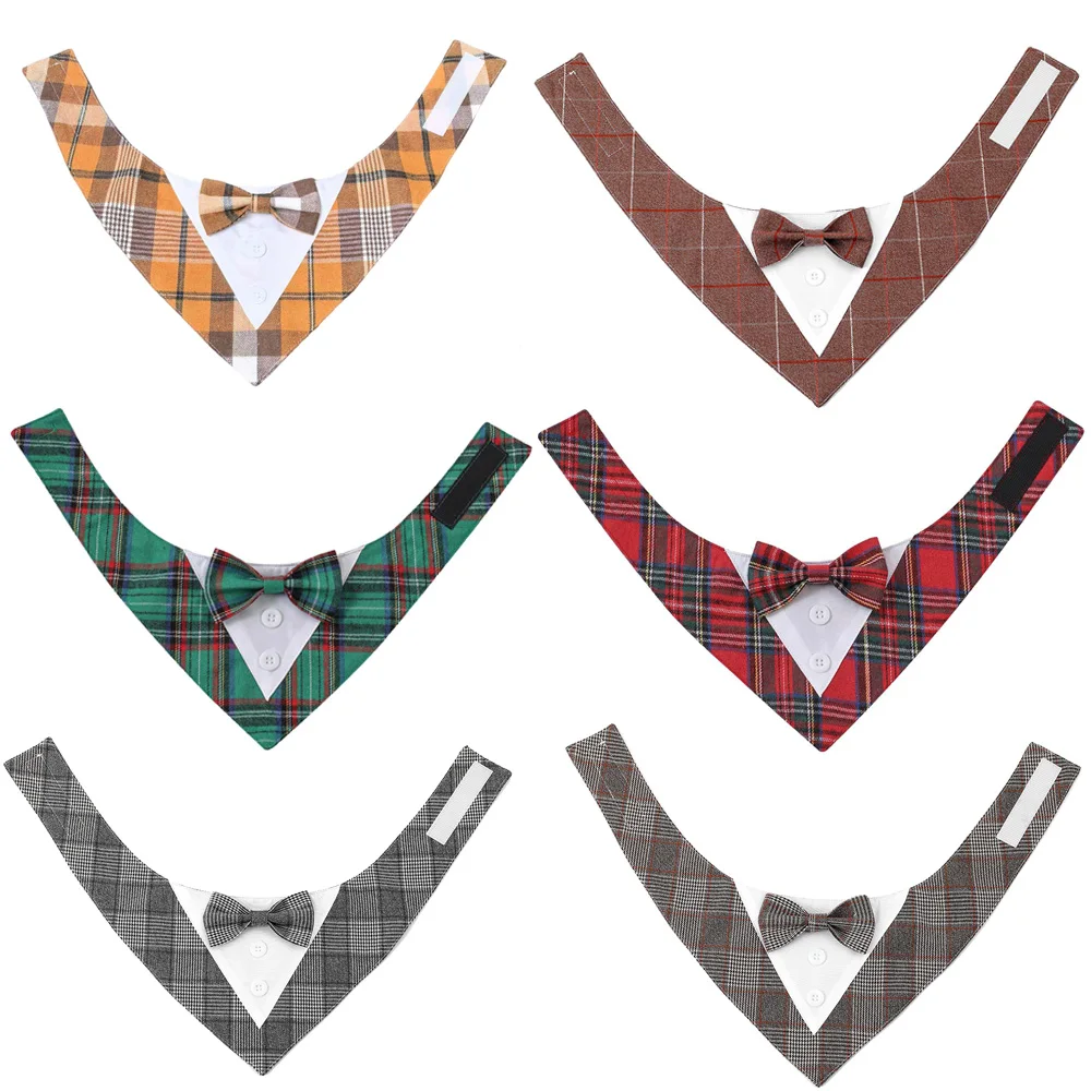 Pañuelos a cuadros para mascotas de alta calidad para perros pequeños y medianos, bufanda triangular para perros grandes con lazo, accesorios para Baberos Beagle Labrodar