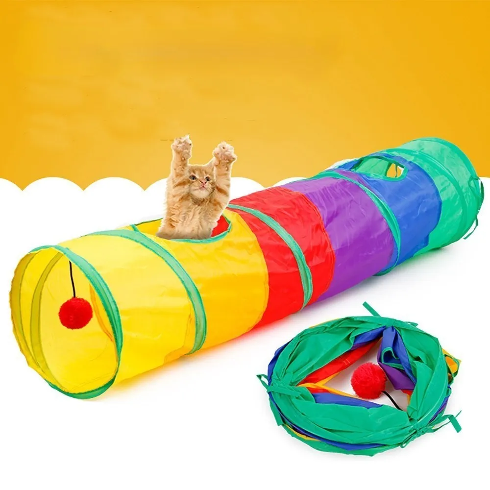 VZZ-túnel plegable para gatos, tubo para mascotas, juguete de juego para interiores y exteriores, juguetes para cachorros, rompecabezas, ejercicio, entrenamiento oculto - imagen 2