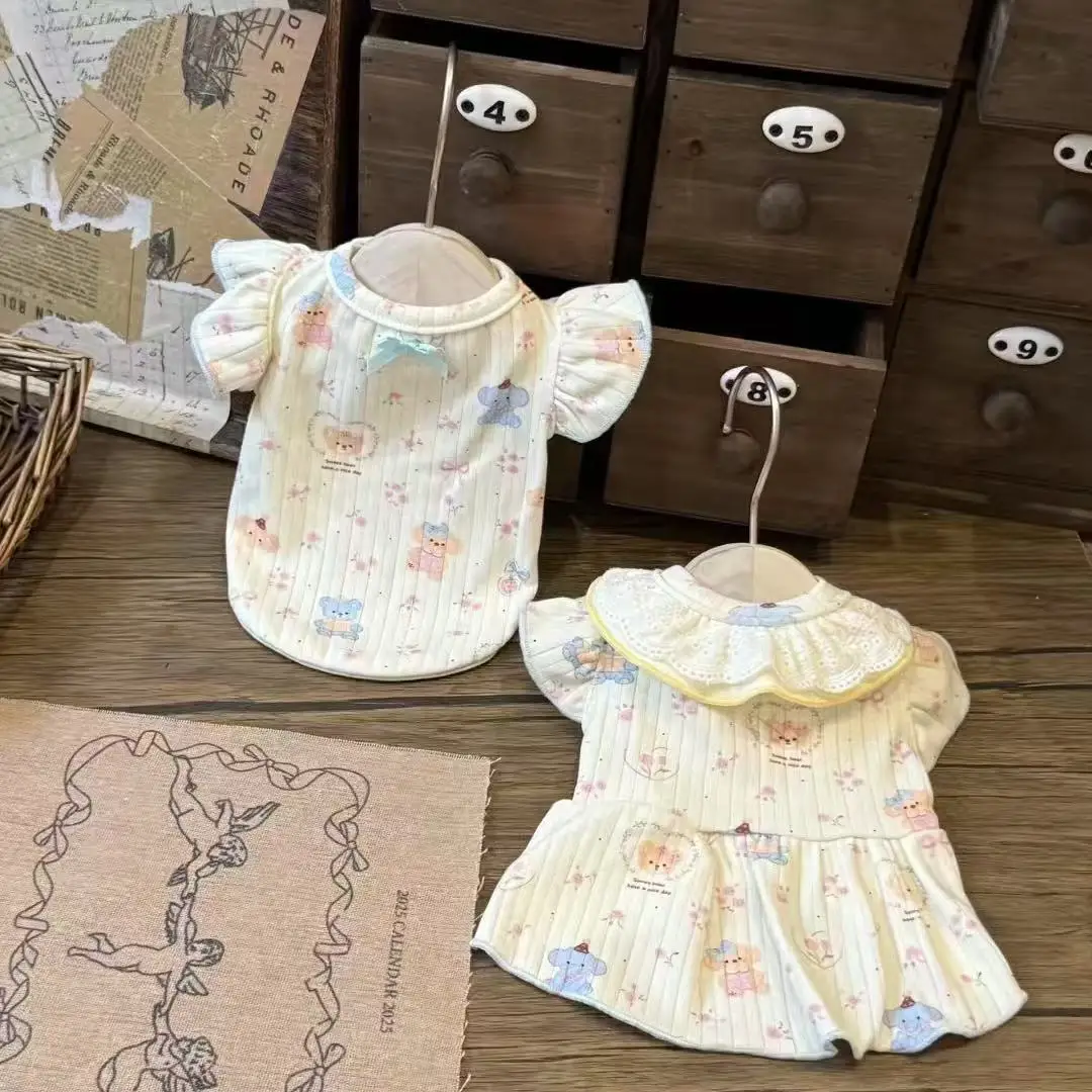 Ropa floral dulce primavera y otoño para gatos, Teddy, perros pequeños - imagen 2