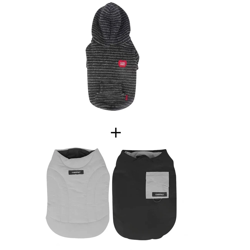 Abrigo cálido de dos lados para usar para galgo italiano en invierno, conjunto de dos piezas, chaqueta, camiseta interior con capucha para perros Samll Meida Whippet - imagen 5