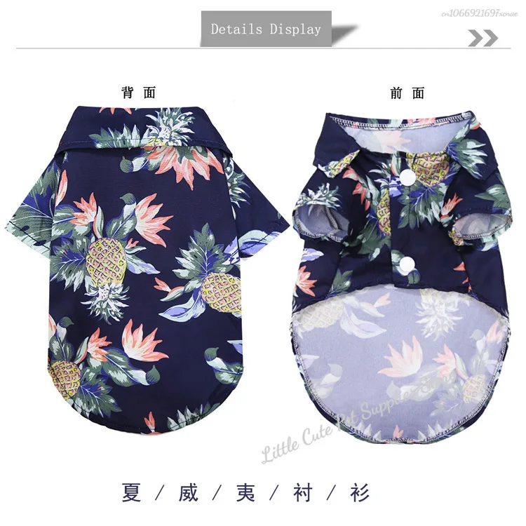 Camisas de piña de playa para mascotas, abrigo de estilo Hawaiano para perros y gatos, chaleco fino transpirable para primavera y verano, camiseta para cachorros, ropa, disfraces de moda - imagen 5