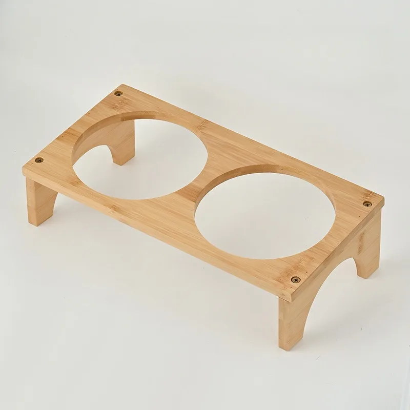 Cuenco de alimentación para mascotas para gatos, dispensador de agua elevado de madera, cuencos de cerámica para perros, contenedor protector de comida Cervical para el hogar, gatito y cachorro - imagen 3