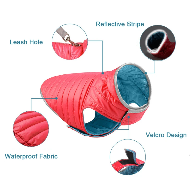 Ropa de invierno para mascotas, chaqueta cálida de doble cara para perros, Chihuahua, Bulldog Francés, chaleco impermeable para cachorros, abrigo para perros pequeños y medianos - imagen 3