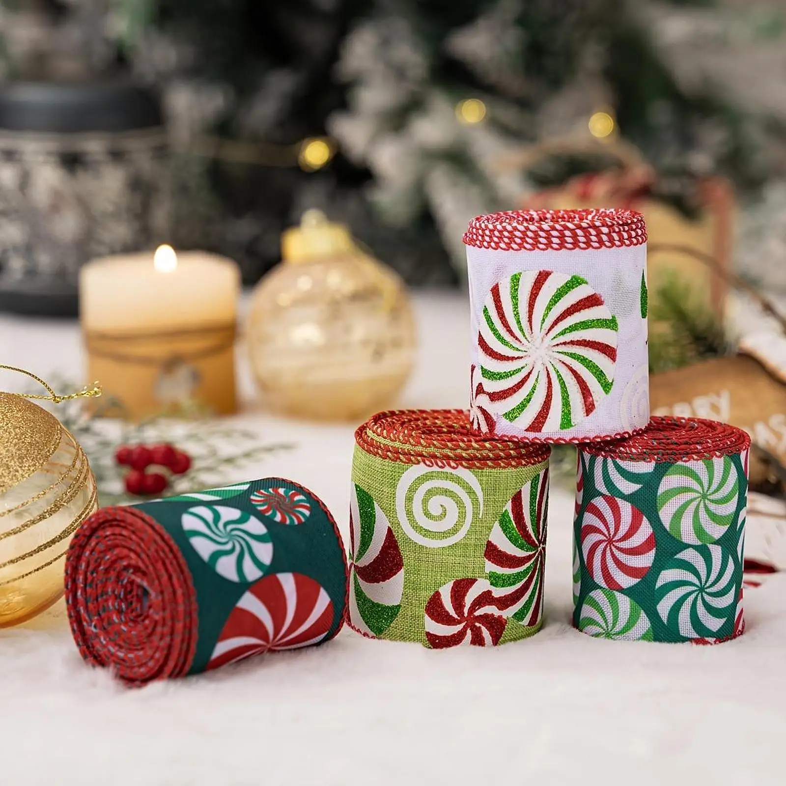 Christmas Ribbon Present Wrapping Scrapbook Bows Atmosphere Decor for Wedding Present Box Sewing Craft Party Supplies Holiday