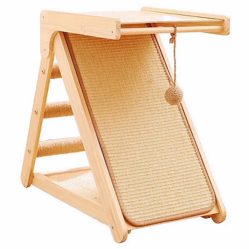 Marco de escalada para gatos, muebles de madera maciza para gatos, esteras de poste de Sisal, tablero rascador para gatos saltando, rascadores plegables para gatos, juguetes para mascotas