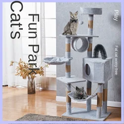 Torre grande para gatos con hamacas y poste para rascar