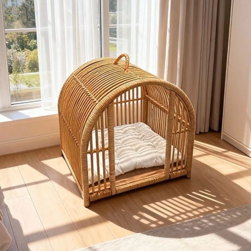 Cama de ratán para perros y gatos tejida a mano transpirable - imagen 2