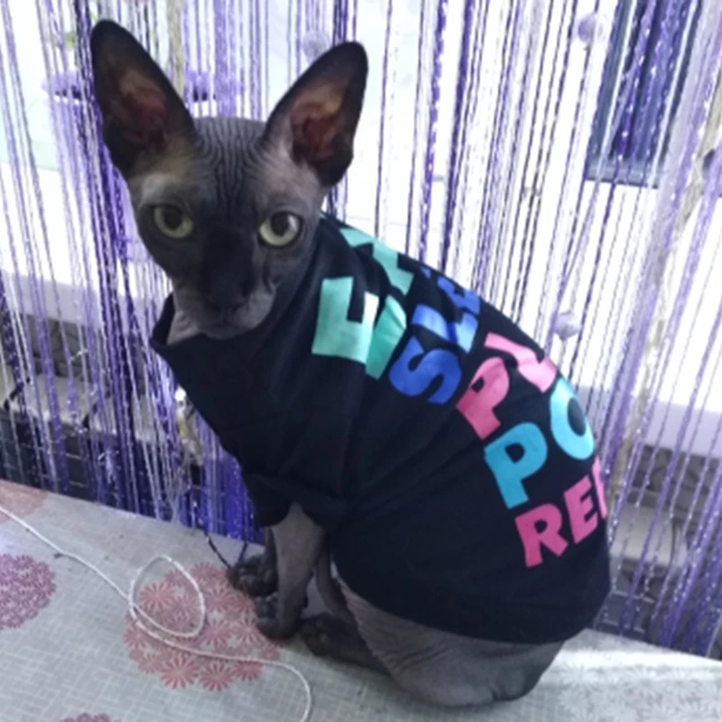Camiseta con estampado de moda para gatos y cachorros, chaleco acogedor de algodón, ropa de verano para mascotas para gatos, perros pequeños, Sphynx Ragdoll, ropa para gatitos - imagen 4