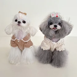 Jersey de terciopelo para perro pequeño con cuello y mangas burbuja