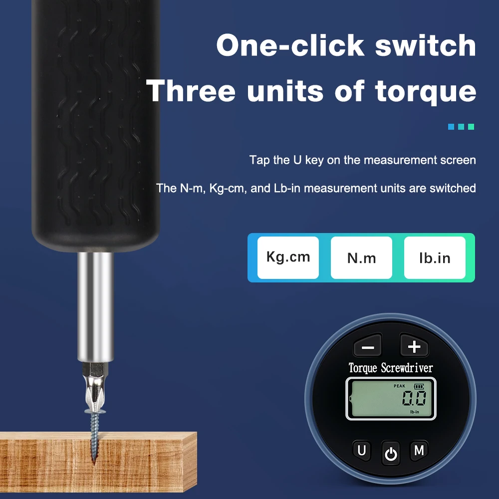 Destornillador de torsión Digital, medidor de torsión preestablecido portátil, llave dinamométrica de 1,2-12N.m, herramientas de reparación de accionamiento de 1/4 pulgadas para bicicleta y coche - imagen 2