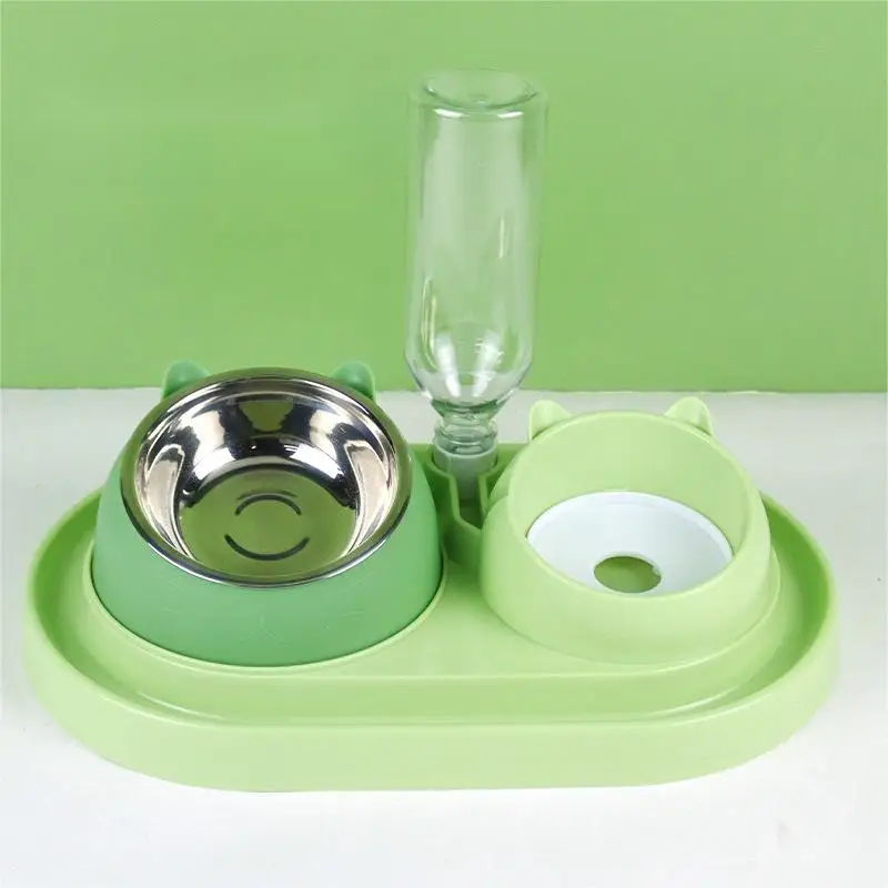 OUZEY-Comedero de Acero Inoxidable para Gato, Dispensador de Agua Automático, Doble Gato, Perro, Antideslizante, Suministros para Mascotas - imagen 4