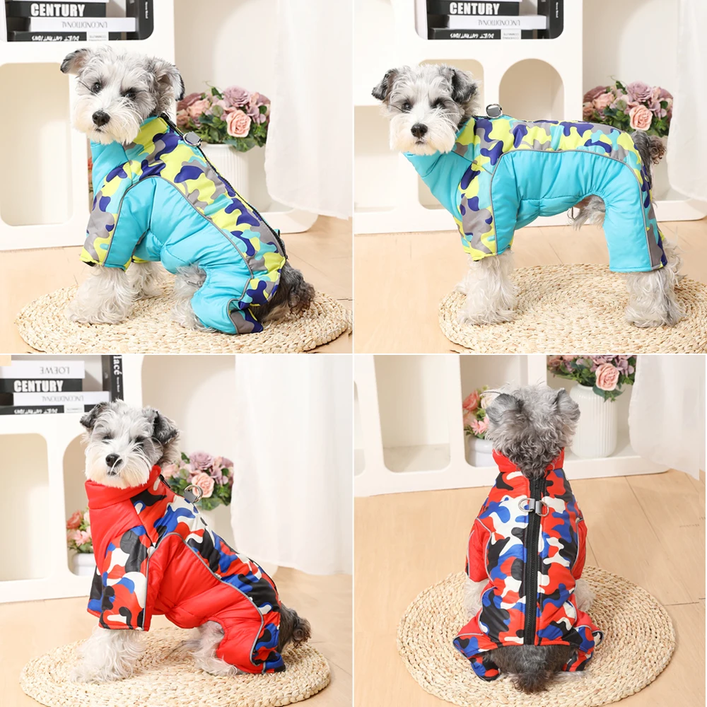 Ropa reflectante de invierno para perros, mono para perros pequeños y medianos, chaqueta cálida impermeable para cachorros, monos para mascotas Chihuahua - imagen 5