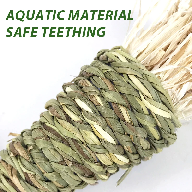 Juguete para masticar para mascotas tejido a mano, hierba de agua, zanahoria, conejo, molares, alivia el aburrimiento, conejillo de indias, Chinchilla, juguetes para masticar hierba D9130 - imagen 3