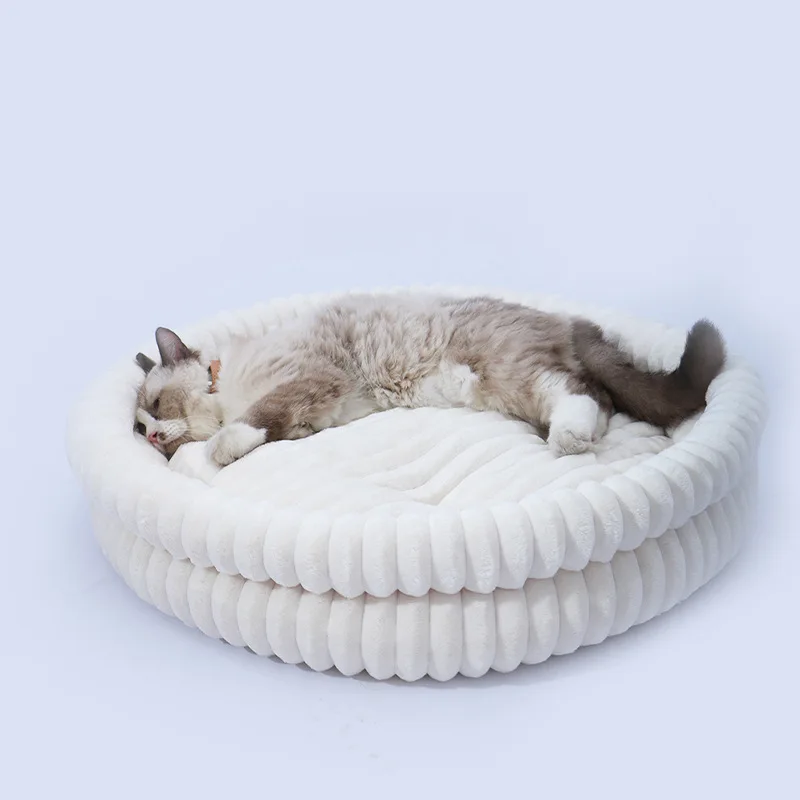 Cama redonda cálida para gatos y perros de jardín con acolchado grueso - imagen 2