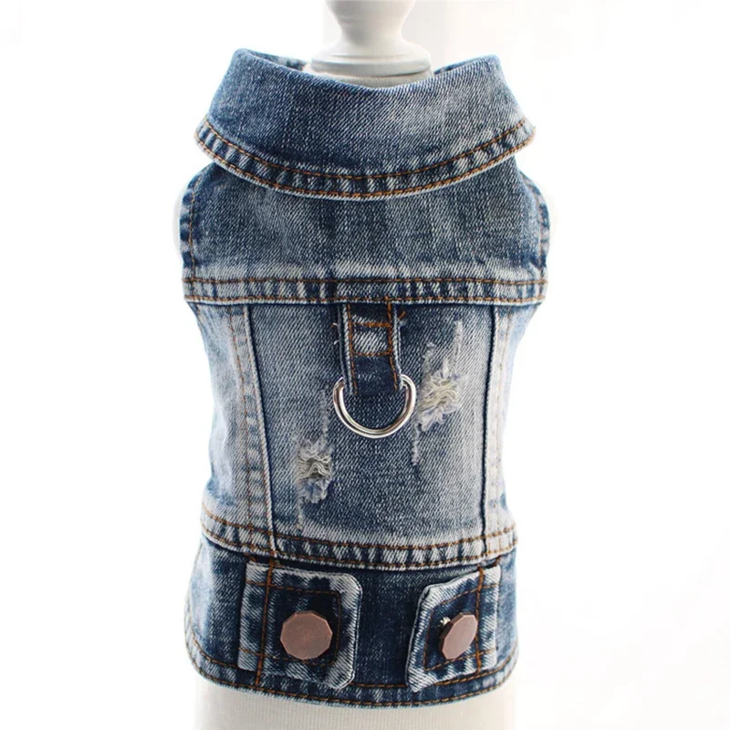 Cool Dog Jeans Jacket para perros pequeños y medianos, ropa de moda para cachorros para ropa de caniche Chihuahua Yorkie