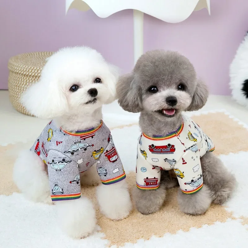 Sudadera con capucha con estampado de coche pequeño para perro, abrigo de Navidad para cachorro, chaquetas cálidas de invierno, ropa informal de peluche, suministros para mascotas