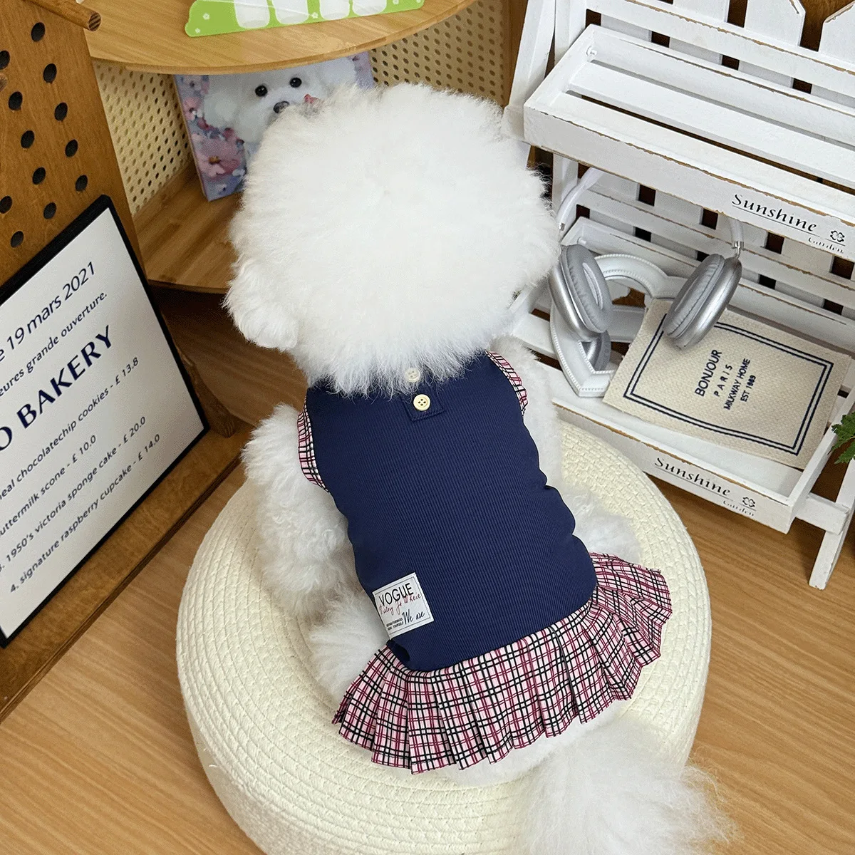 Ropa camisa con falda otoño invierno para perros pequeños y gatos - imagen 5