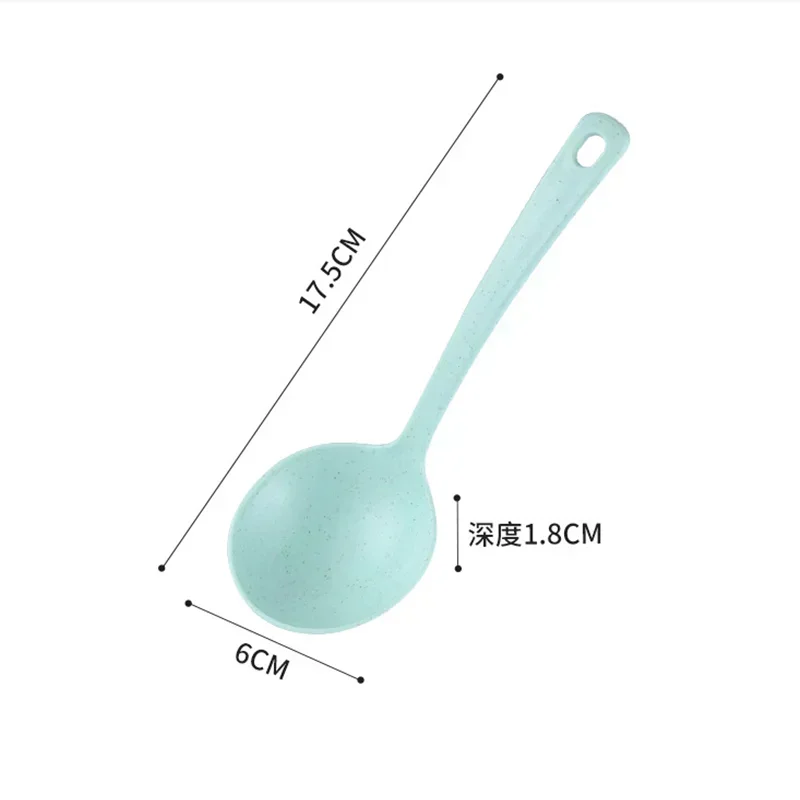 Cuchara de tallo de trigo, cucharadas, utensilios para el hogar, cuchara de plástico, sopa grande, gachas largas, cuchara para cena de arroz, herramientas de cocina, 5 uds. - imagen 5