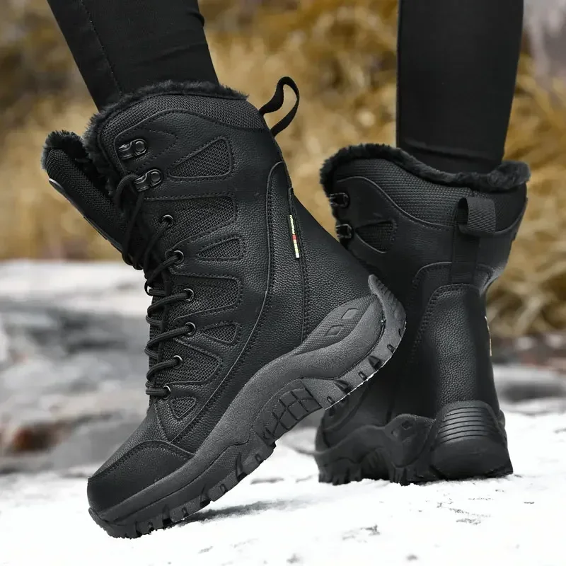 Botas de moto súper cálidas Para Mujer, Zapatos de plataforma de felpa, a media pantorrilla, talla grande 36-46, Invierno - imagen 4