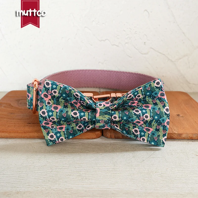 MUTTCO es un collar para perro con estampado vintage JUNGLE VIOLET que muestra un estilo único UDC178 - imagen 2