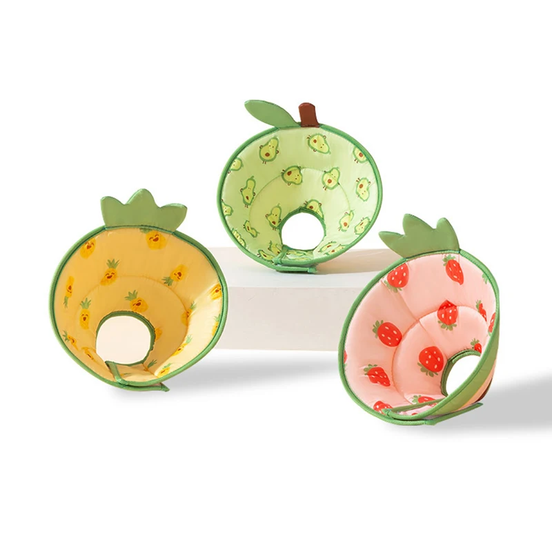 Collar isabelino ajustable para perros, forma de fruta de dibujos animados, perro y gato, Collar de recuperación acolchado suave, Anti lamer, protector para heridas - imagen 3