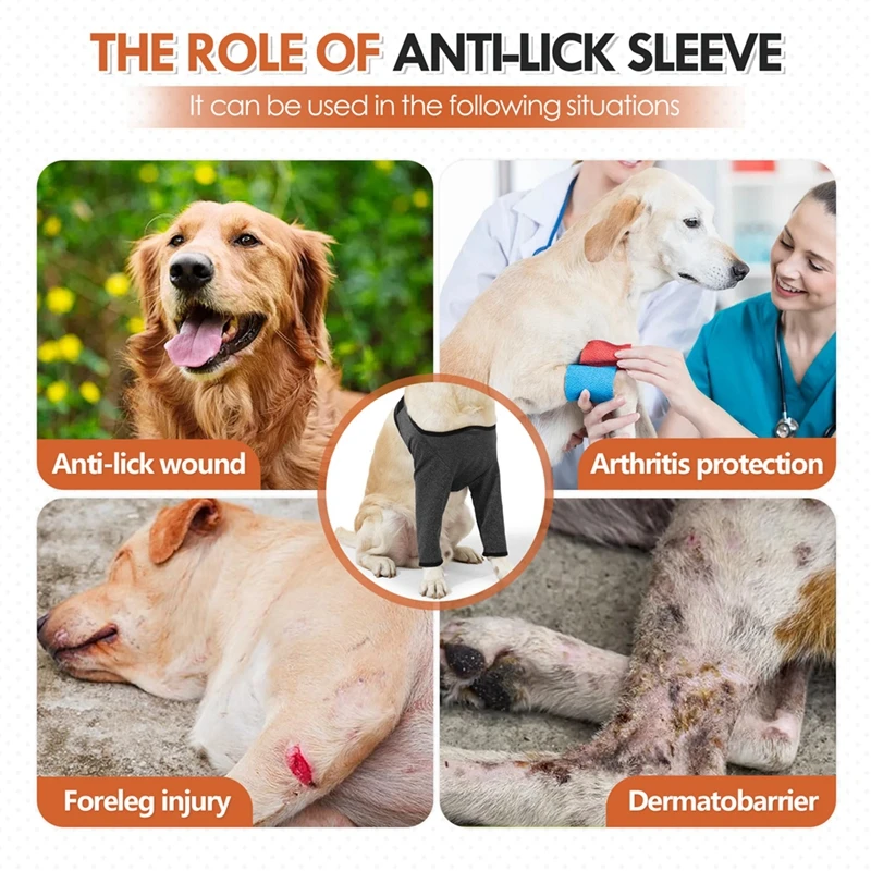 Rodilleras para mascotas, soporte para perro, envoltura para articulación de pierna delantera, transpirable, recuperación de lesiones, funda protectora antilamer para perros - imagen 3