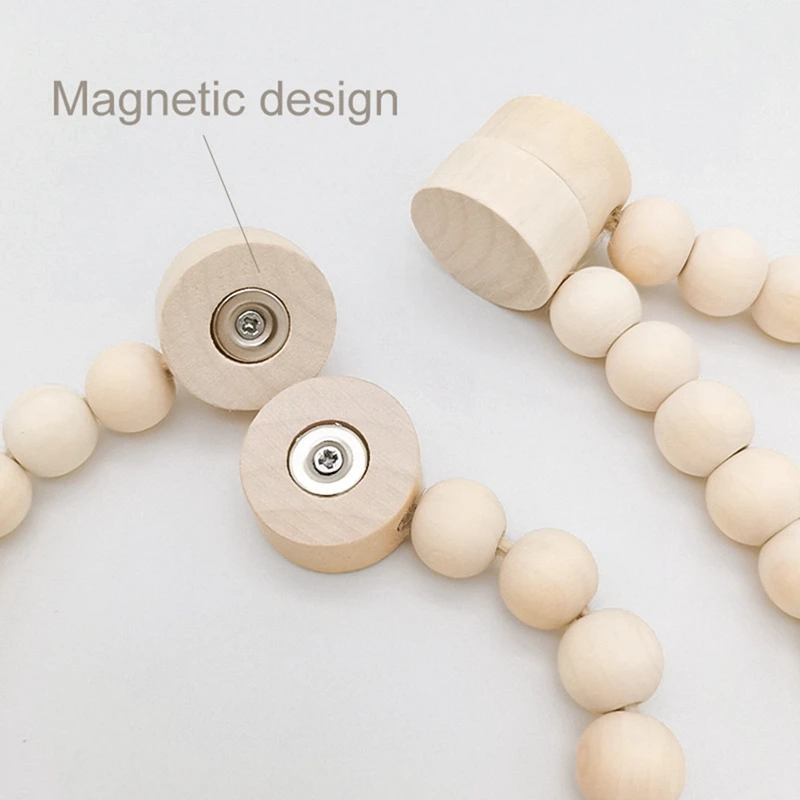 Cortinas Magnéticas con cuentas de madera y colgante de arcoíris tejido, corbatas decorativas elegantes, cortinas de ventana, paquete de 2 - imagen 4