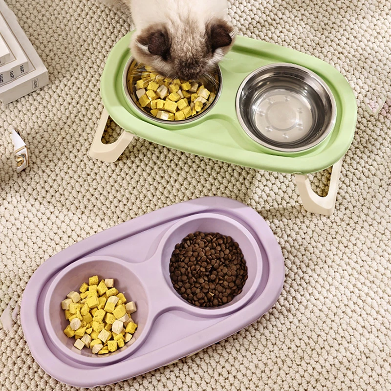 Comedero antideslizante para gatos, cuenco plegable para mascotas, cuenco doble para mascotas encantadoras con soporte, cuenco para beber para gatos, alimentador para perros, suministros para mascotas - imagen 3