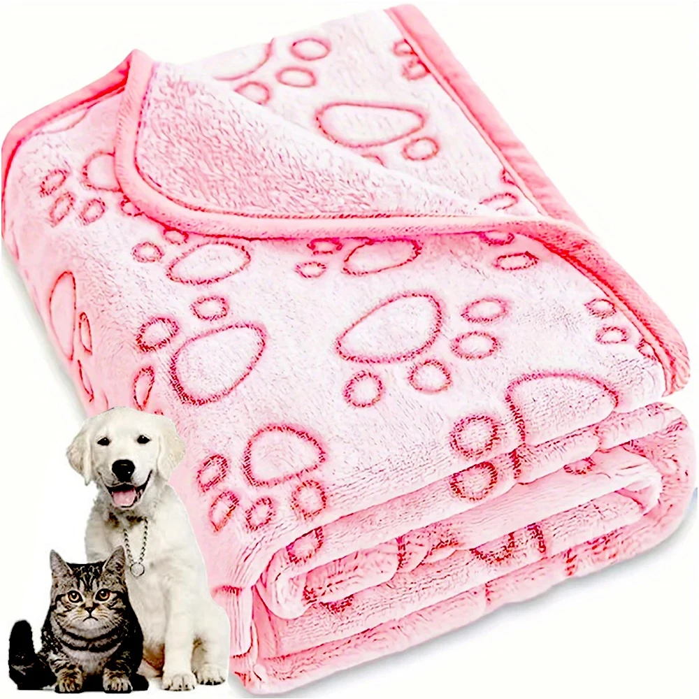 Manta para mascotas, suave y esponjosa, de alta calidad, linda manta para perros con estampado de patas, manta acogedora y cálida con almohadilla para mascotas