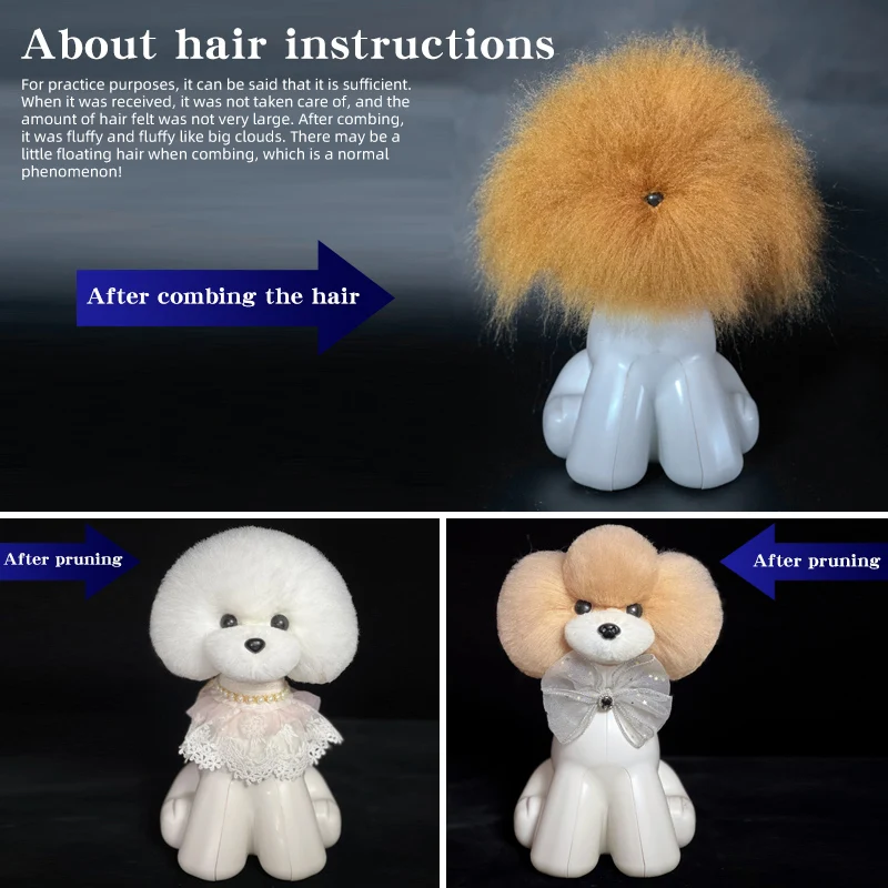 Cabeza de peluche práctica simulación pelo estilo lindo pelo cabeza multifuncional modelo estudiante práctica modelo perro para el cuidado - imagen 5