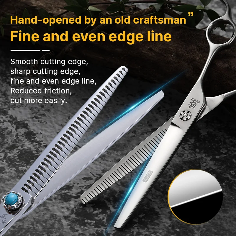 Fenice-Tijeras profesionales para perros, herramienta de aseo para adelgazamiento de mascotas, 6,5/7,5 pulgadas, acero JP440C y VG10 - imagen 3