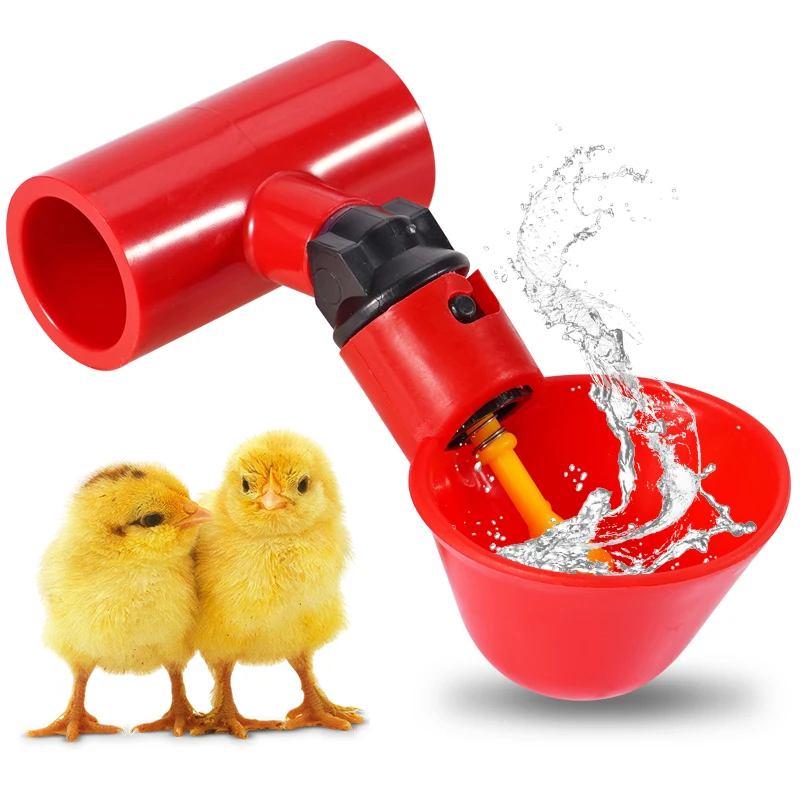 Cuencos de bebedero para pollos con tubos en T de PVC, taza de agua para aves de corral, bebedero automático para pollos, dispensador de agua, 5/10 Uds. - imagen 2