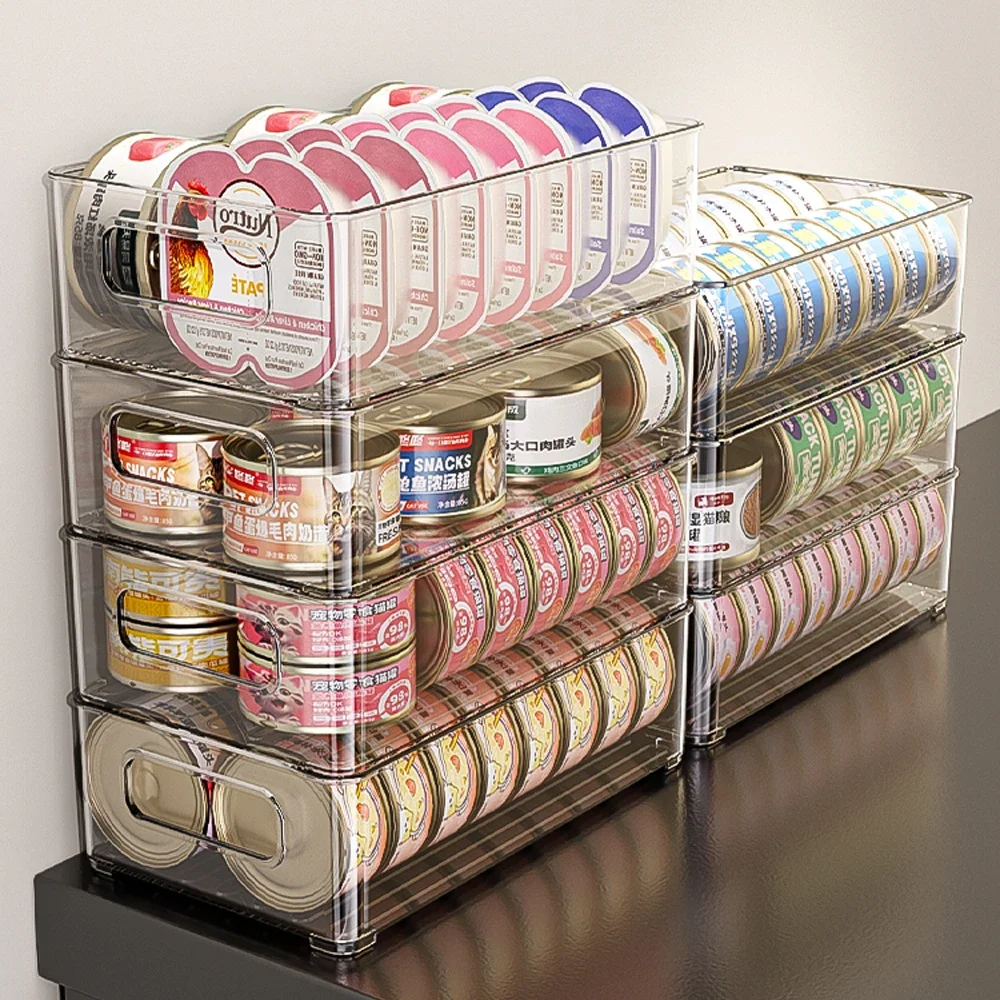 Caja de almacenamiento de latas para mascotas, cestas de almacenamiento apilables para almacenar aperitivos para perros y gatos, artículos diversos, cestas de almacenamiento de escritorio de gran capacidad, 1 ud. - imagen 5
