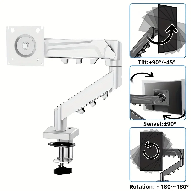 Bras de moniteur unique pour écran 13-32 pouces, support de moniteur unique réglable, support de moniteur de bureau pivotant à mouvement complet pour le bureau et la maison - imagen 2