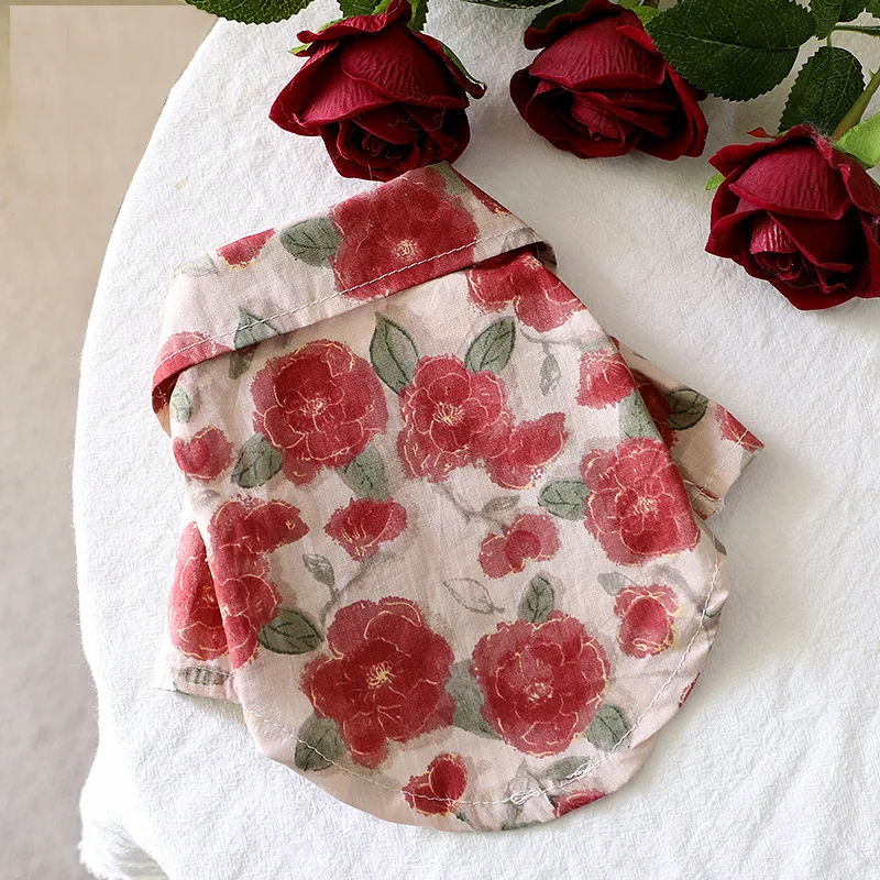 Camisa con cuello de flores para mascotas, camisa de vacaciones para perros, protector solar para perros pequeños, ropa de dos piernas, ropa para cachorros - imagen 2